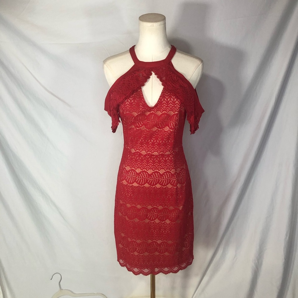 Red Lace Homecoming Prom Party Mini Dress Size Small